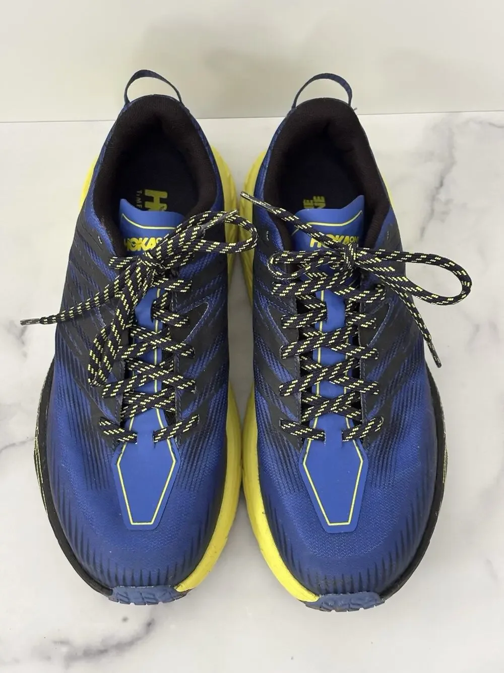 Hoka One One Speedgoat 4 Mens Trail XC Running Sneakers Blue/Yellow Size 9 Wide